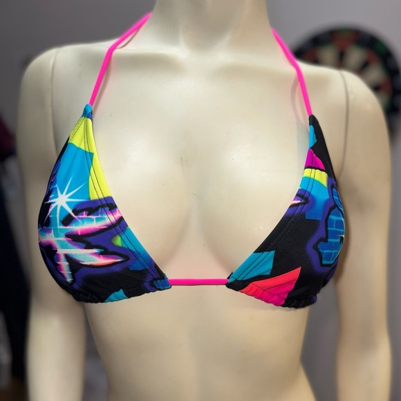 OP Neon Retro Triangle string bikini With cheeky Bottoms size L/XL - Picture 8 of 12